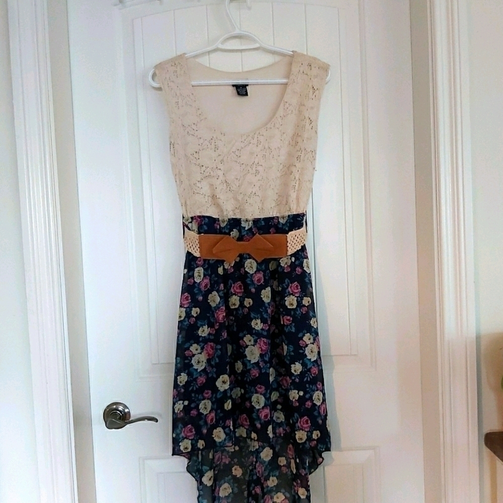 👗RUEu21 LACE& FLORAL HIGH LOW DRESS//B4A